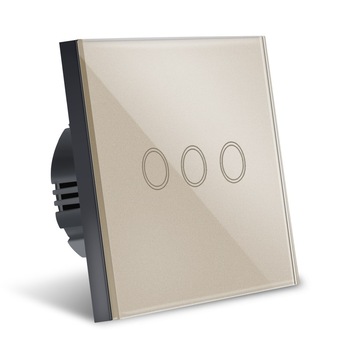 Intrerupator Touch Techstar®, Sticla Securizata, Design Modern, Iluminare LED, 3 Faze, Gold Intrerupator Touch Techstar®, Sticla Securizata, Design Modern, Iluminare LED, 3 Faze, Gold