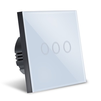 Intrerupator Touch Techstar®, Sticla Securizata, Design Modern, Iluminare LED, 3 Faze, Alb Intrerupator Touch Techstar®, Sticla Securizata, Design Modern, Iluminare LED, 3 Faze, Alb