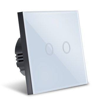 Intrerupator Smart Touch Techstar®, Wireless 2.4GHz, Sticla Securizata, Design Modern, Iluminare LED, 2 Faze, Alb Intrerupator Smart Touch Techstar®, Wireless 2.4GHz, Sticla Securizata, Design Modern, Iluminare LED, 2 Faze, Alb