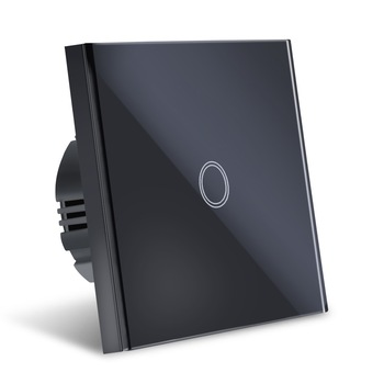 Intrerupator Smart Touch Techstar®, Wireless 2.4GHz, Sticla Securizata, Design Modern, Iluminare LED, 1 Faza, Negru Intrerupator Smart Touch Techstar®, Wireless 2.4GHz, Sticla Securizata, Design Modern, Iluminare LED, 1 Faza, Negru