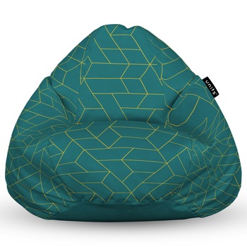 Fotoliu Units Puf (Bean Bag) tip para, impermeabil, cu maner, 80 x 90 x 68 cm, turcoaz inchis si linii aurii Fotoliu Units Puf (Bean Bag) tip para, impermeabil, cu maner, 80 x 90 x 68 cm, turcoaz inchis si linii aurii