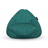 Fotoliu Units Puf (Bean Bag) tip para, impermeabil, cu maner, 80 x 90 x 68 cm, turcoaz inchis si linii aurii