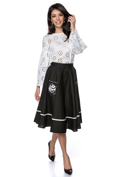 Fusta midi, cu buzunare - ROH - FR476 Fusta midi, cu buzunare - ROH - FR476