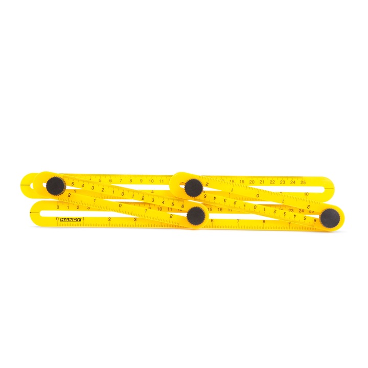 Rigla de plastic cuadrilaterala, cu copiator de unghi, 31 x 18 cm