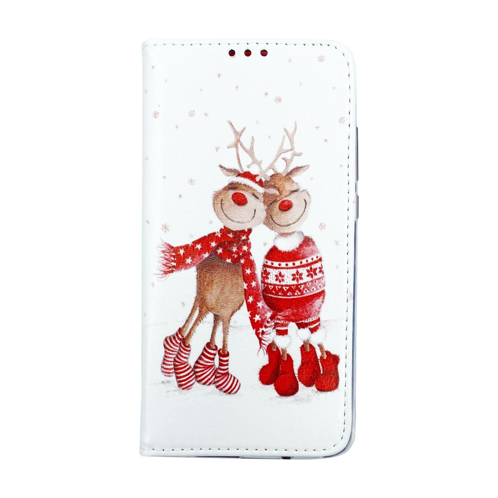 Husa Craciun Flip Carte Xiaomi Mi 9T Pro model Sweet Reindeers, Portofel cu Stand, Antisoc, Viceversa Alb/Rosu