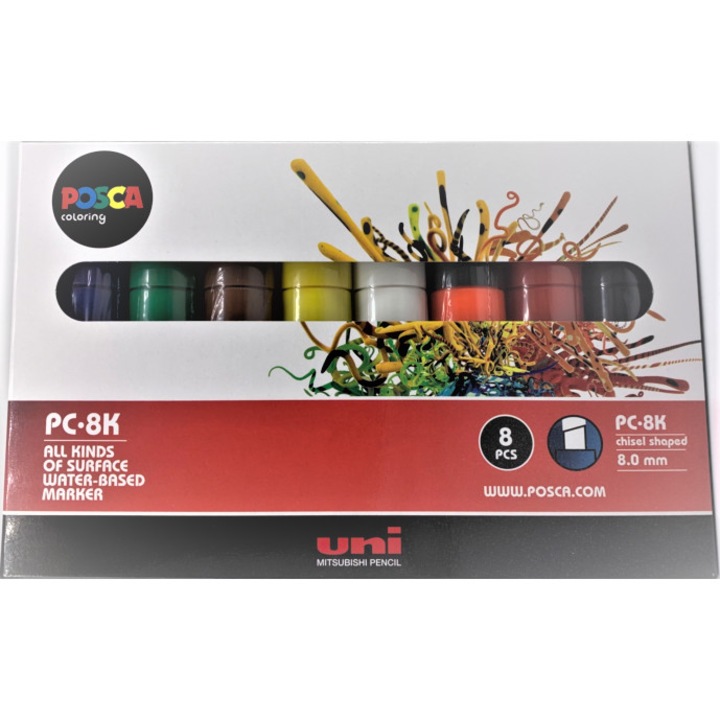 Uni Posca PC-8K dekormarker, 8 db-os készlet