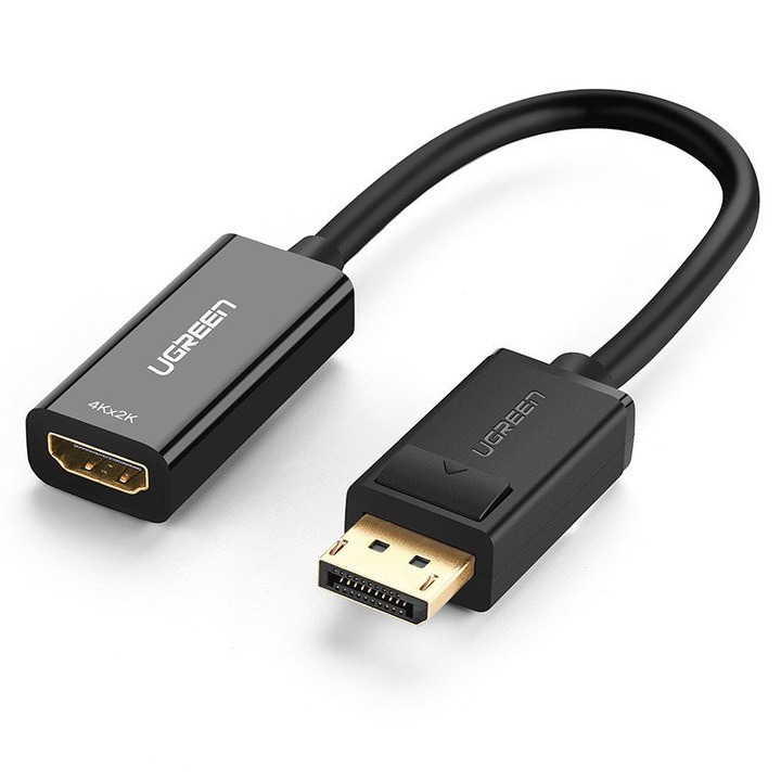 Видео адаптер UGREEN MM137 DisplayPort мъжки - HDMI женски, FullHD, 60Hz, 2 режима, 25см, Черен