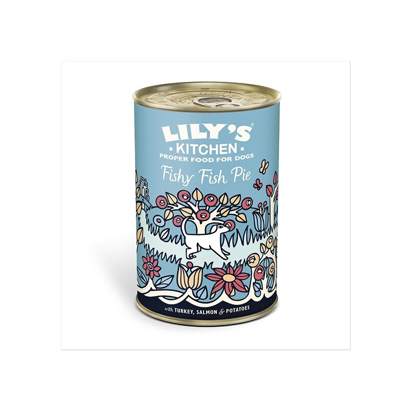 Conserva Caini Lily's Kitchen cu Curcan, Somon si Cartofi, 400 g