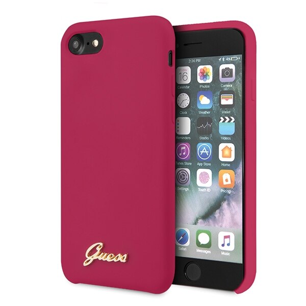 Husa iPhone SE 2020 / 7 / 8 Guess Silicone Vintage Gold Logo Burgundy