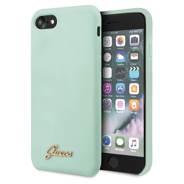 Husa iPhone SE 2020 / 7 / 8 Guess Silicone Vintage Gold Logo Verde