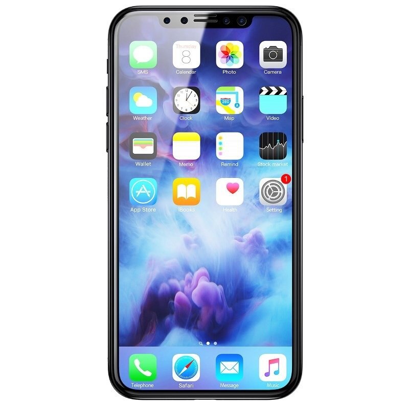 Folie iPhone X/ XS, 3D Baseus, Tempered Glass, Anti-Spy, 0.23 mm, Neagra