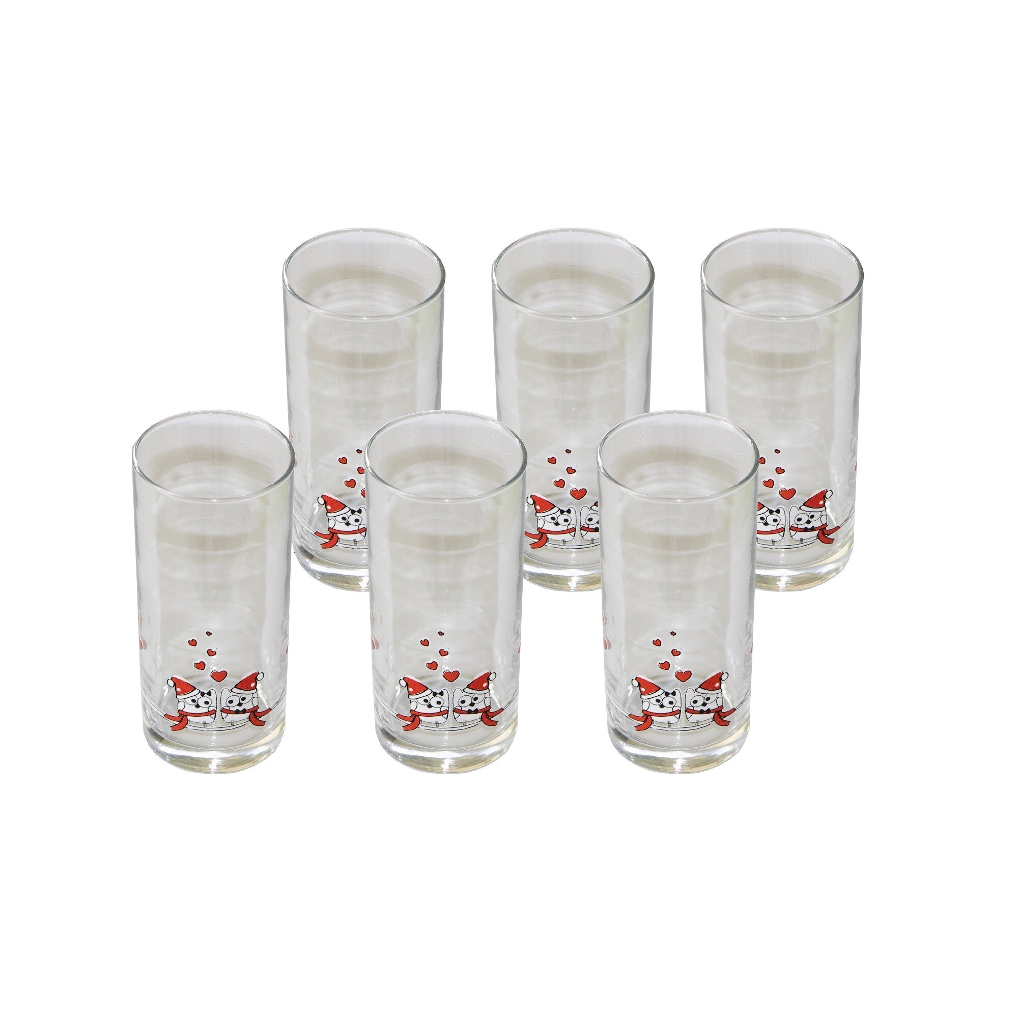 Set 6 pahare cu inimioare pasabahce, 290 ml, Transparente