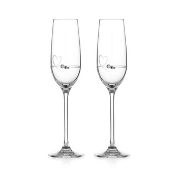 Set 2 Pahare de Sampanie Cristal cu Inima si Transparent Set 2 Pahare de Sampanie Cristal cu Inima si Transparent