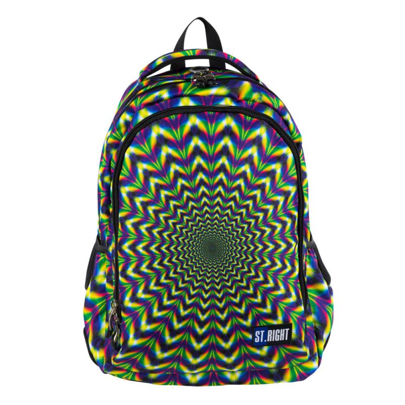 Ghiozdan St.Majewski, Gama St.Right, 3 Compartimente, Hipnosis, BP57 Verde cu Galben