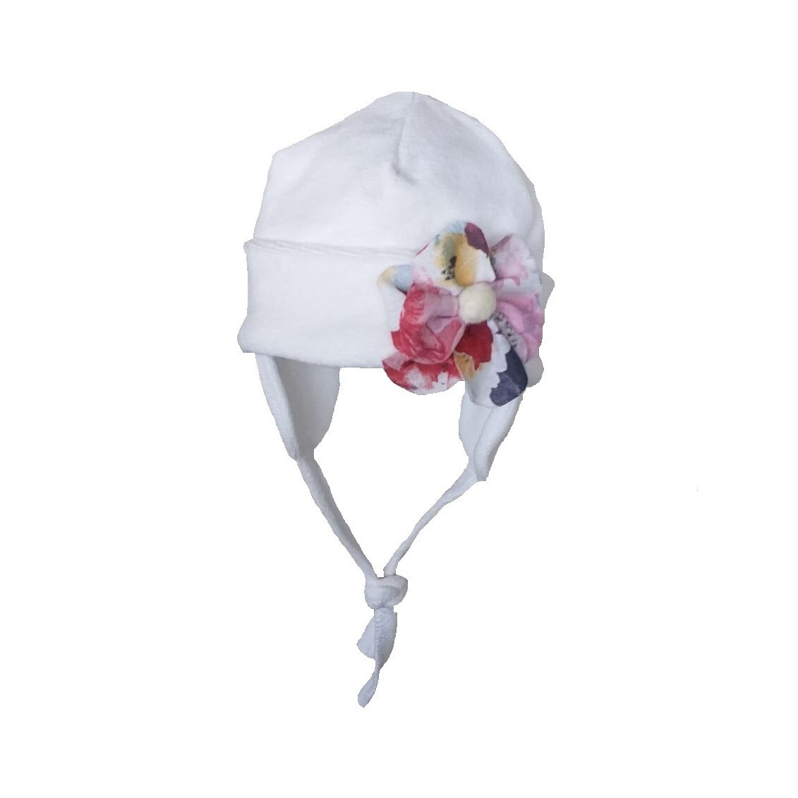 Caciula Mic Pitic C226NN din catifea cu floare colorata, ecru, 38 cm