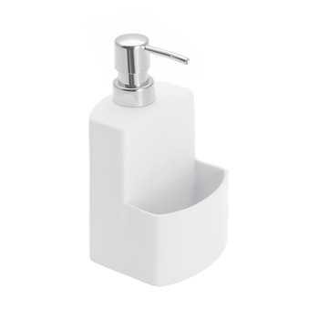 Dispenser sapun lichid cu suport burete, Festival, alb, 380 ml Dispenser sapun lichid cu suport burete, Festival, alb, 380 ml