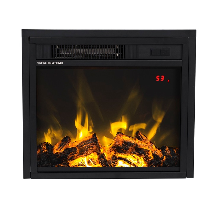 Semineu electric, Masomi, Bahus-17' 1600 W, Negru, 49*43*15 cm, Cu sunet, Iluminare LED, Telecomanda, Luminozitate reglabila