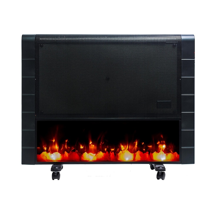 Semineu electric, Masomi, Timor, 1200 W, Iluminare LED, 1 culor ale flacarii, Luminozitate reglabila
