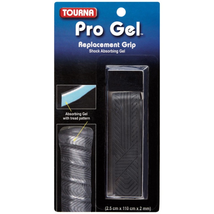 Grip pentru racheta tenis TOURNA Pro Gel, 2 mm, negru