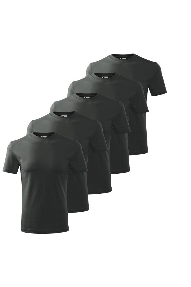 Set 5 tricouri pentru barbati, Gri ardezie, P73-67X5, Gri