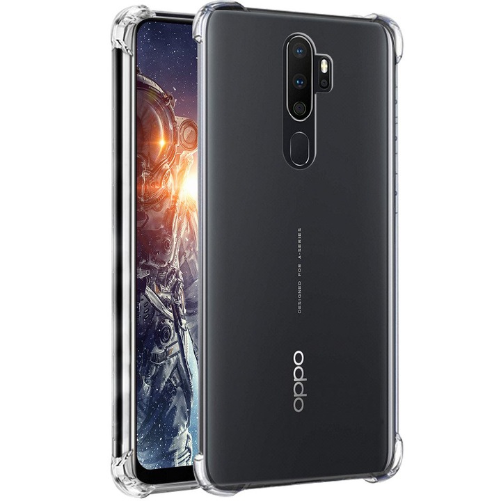 Защитен калъф, Удароустойчив, Silicon High Tech, Съвместим с Oppo A5 2020, Crystal Clear