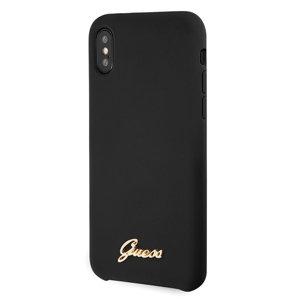 Husa iPhone X / XS Guess Silicone Vintage Gold Logo Black