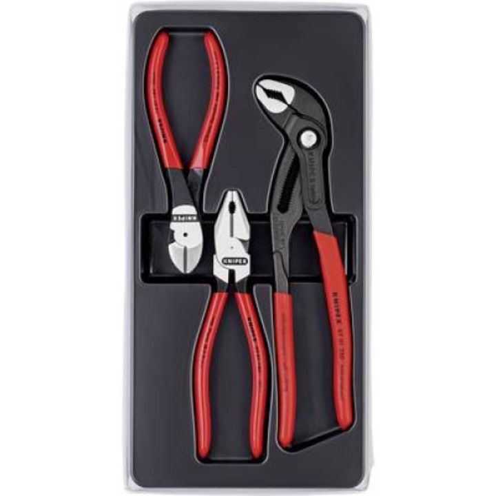 Knipex 00 20 10 Mechanikai fogó készlet, Knipex Cobra vízpumpa fogóval, 3 részes Knipex Kraft-Paket (00 20 10)