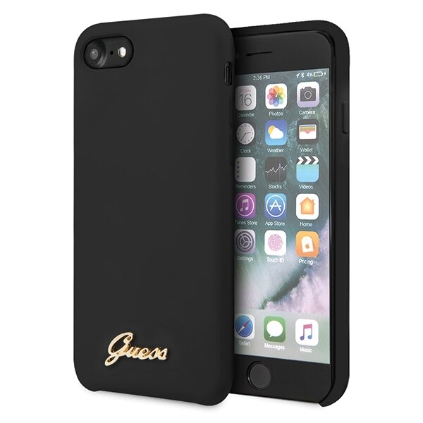 Husa iPhone SE 2020 / 7 / 8 Guess Silicone Vintage Gold Logo Black
