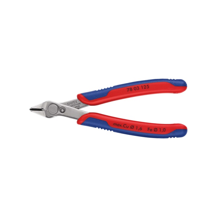 Cleste sfic electronisti Knipex Super Knips cu tais fara tesire cap slefuit si maner multicomponent 125 mm