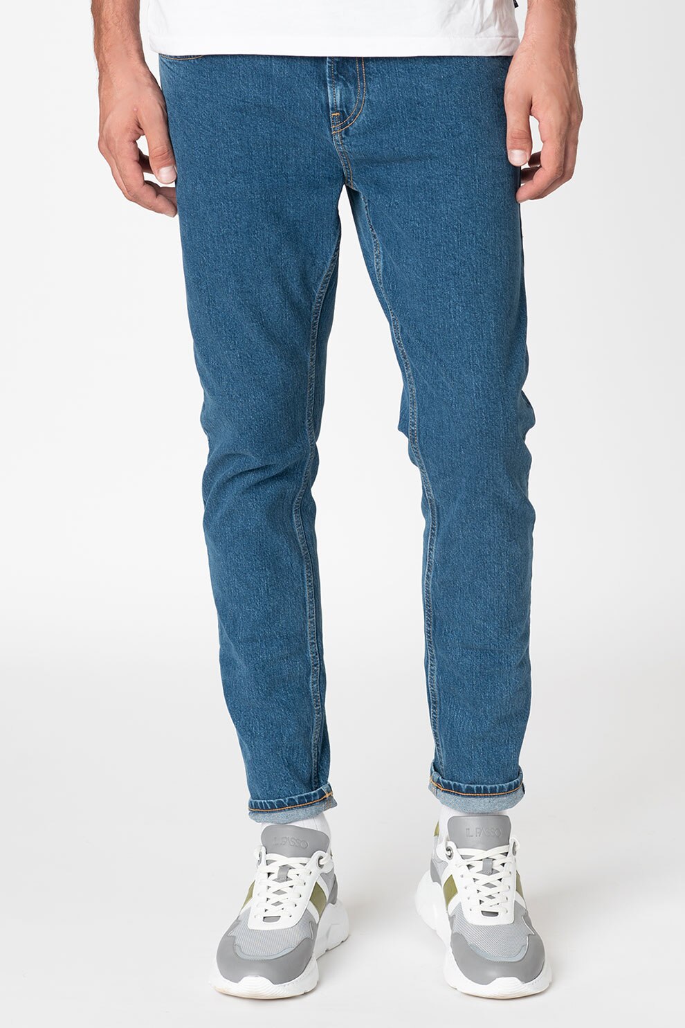 Maison Scotch, Blugi super slim fit, Bleumarin/Alb, W31-L32