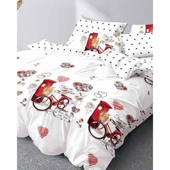 Set Lenjerie Finet Satinat, 6 Piese, Pat 2 Persoane, Bicycle Love Set Lenjerie Finet Satinat, 6 Piese, Pat 2 Persoane, Bicycle Love
