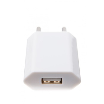 Incarcator retea Apple , GKWSJai01, 5W, 1A cu slot USB 2.0, Alb Incarcator retea Apple , GKWSJai01, 5W, 1A cu slot USB 2.0, Alb
