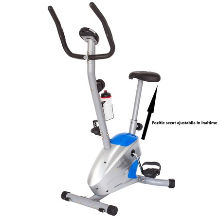 Bicicleta Fitness Magnetica Techfit Velocity 310, Greutate volanta: 4 kg, Greutate utilizator: 100kg, Roti pentru transport