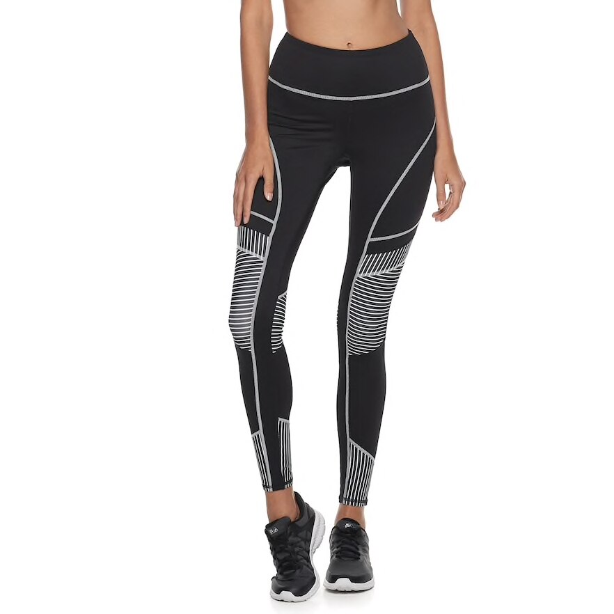 Colanti lungi FILA pentru fitness, yoga, aerobic, negru/alb, marimea XS, 1K298XS