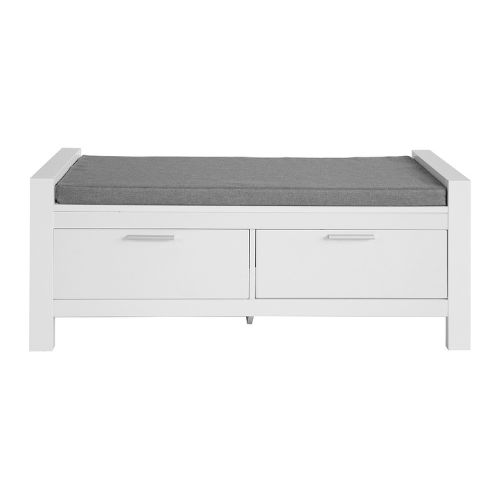 Bancuta cu spatiu de depozitare SoBuy, FSR74-W, 100 x 40 x 40 cm, MDF, Alb/Gri