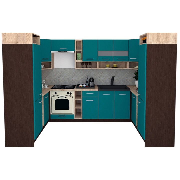 Set Bucatarie de Colt Genarom COSSY NEW 170-320-170, Wenge / Decor 0245