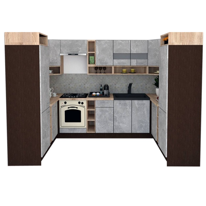 Set Bucatarie de Colt Genarom COSSY NEW 170-320-170, Wenge / Decor 4298