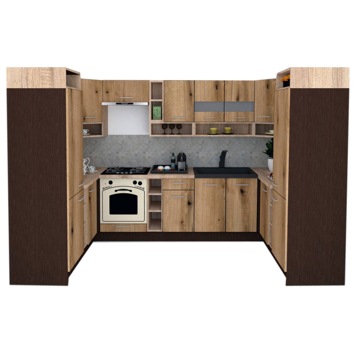 Set Bucatarie de Colt Genarom COSSY NEW 170-320-170, Wenge / Decor K365