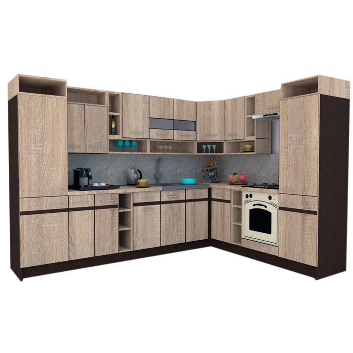 Set Bucatarie de Colt Genarom COSSY NEW DR 230-310, Stejar Sonoma