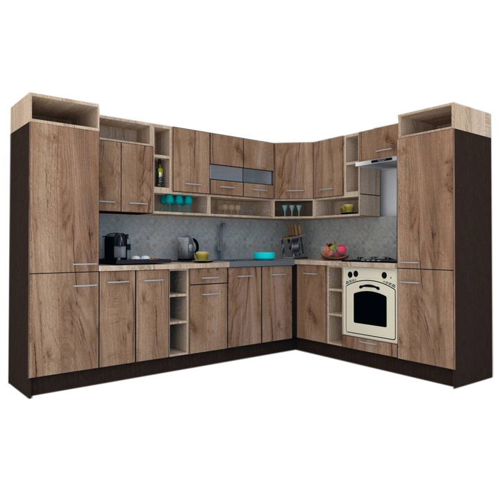Set Bucatarie de Colt Genarom COSSY NEW DR 230-310, Wenge / Decor K004