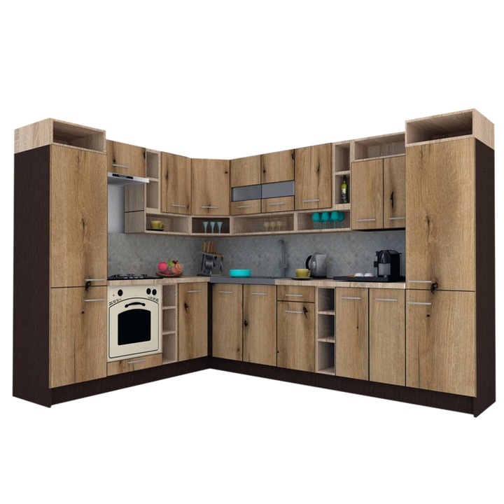 Set Bucatarie de Colt Genarom COSSY NEW ST 230-310, Wenge / Decor K365