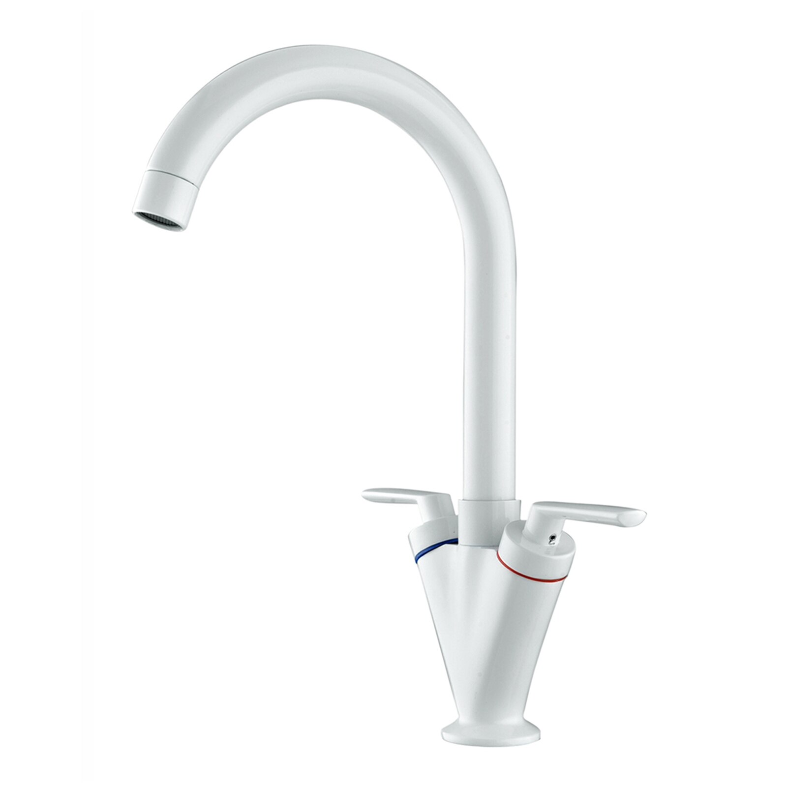 Baterie chiuveta bucatarie pipa inalta, culoare alb , dubla comanda Spis