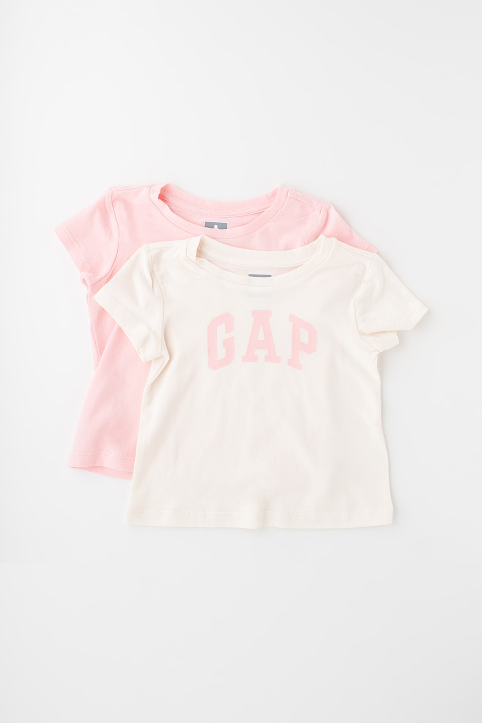 GAP, Set de tricouri, imprimeu logo - 2 piese, Roz pastel/Alb prafuit, Roz pastel/Alb prafuit