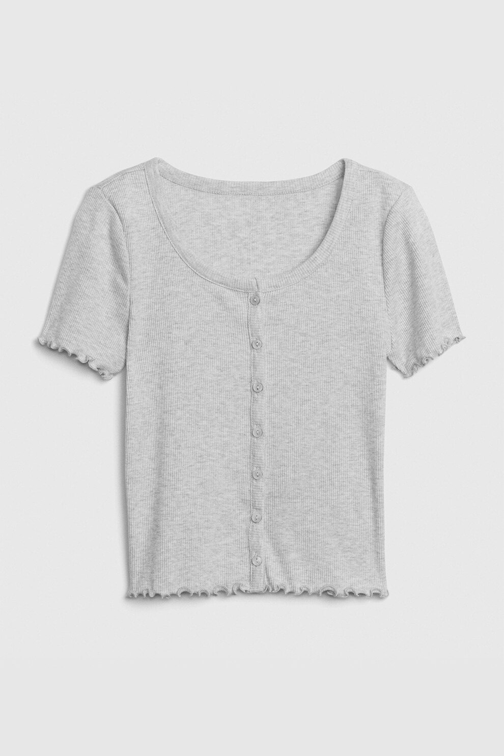 GAP, Tricou crop cu detalii valurite, Gri deschis melange