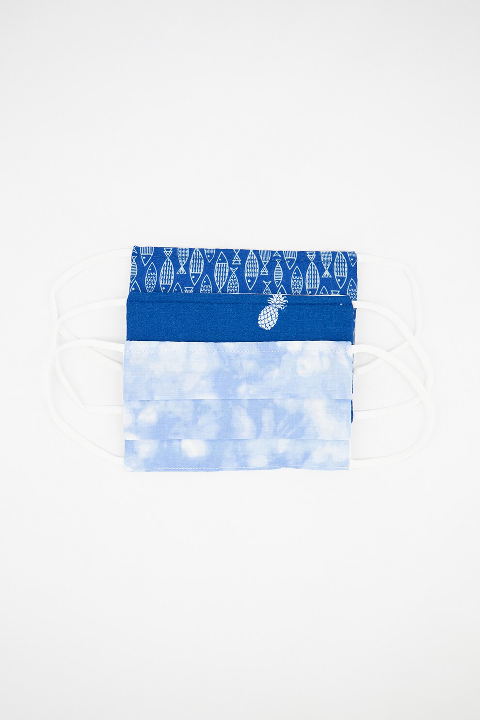 GAP, Masca faciala cu imprimeu - 3 piese, Albastru/Alb