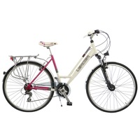 Bicicleta City 28" Leader Urbano transmisie Shimano, furca Suntour NCX, cadru AL, 48cm, White/Pink