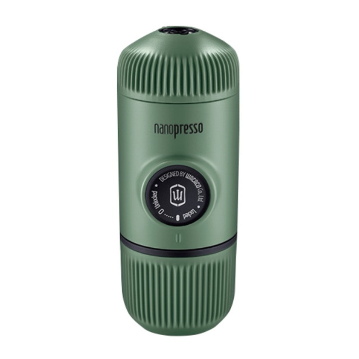 Aparat portabil de cafea Wacaco, cu carcasa, Nanopresso, verde, compact, usor si inovativ