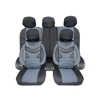 Set Huse Scaun Auto Universal Flexzon, Textil si Piele Ecologica, Gri, cu Fermoare, 9 buc, Divizibil Set Huse Scaun Auto Universal Flexzon, Textil si Piele Ecologica, Gri, cu Fermoare, 9 buc, Divizibil