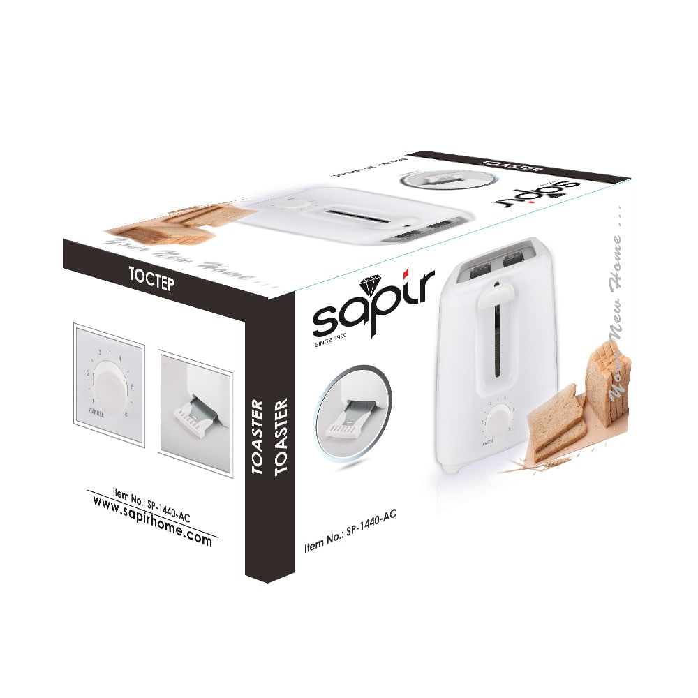 Тостер за хляб Sapir Sp 1440 Ac, 700w, 2 филийки, 6 степени, бял - EMAG.bg