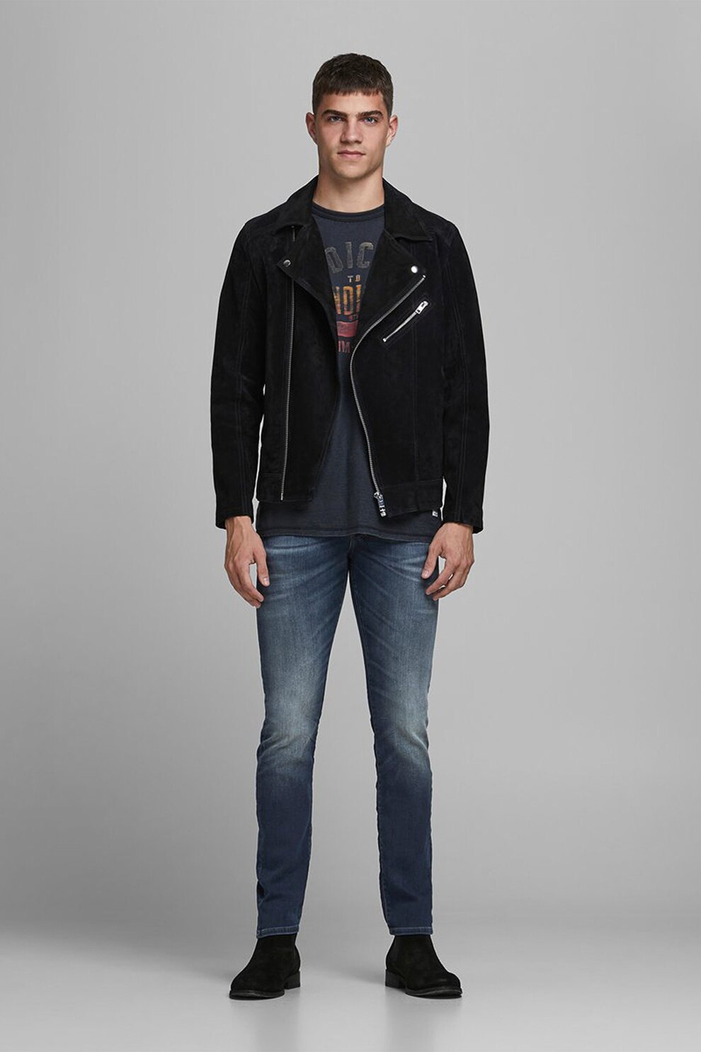 Jack&Jones, Blugi slim fit, Albastru inchis, W29-L32